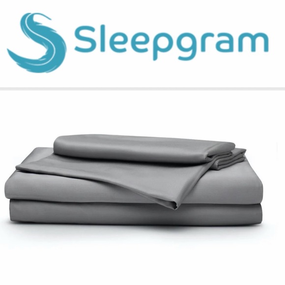 NWT Sleepgram Bamboo Sheet Set King Slate Gray Silver Silky Sateen 400 Organic